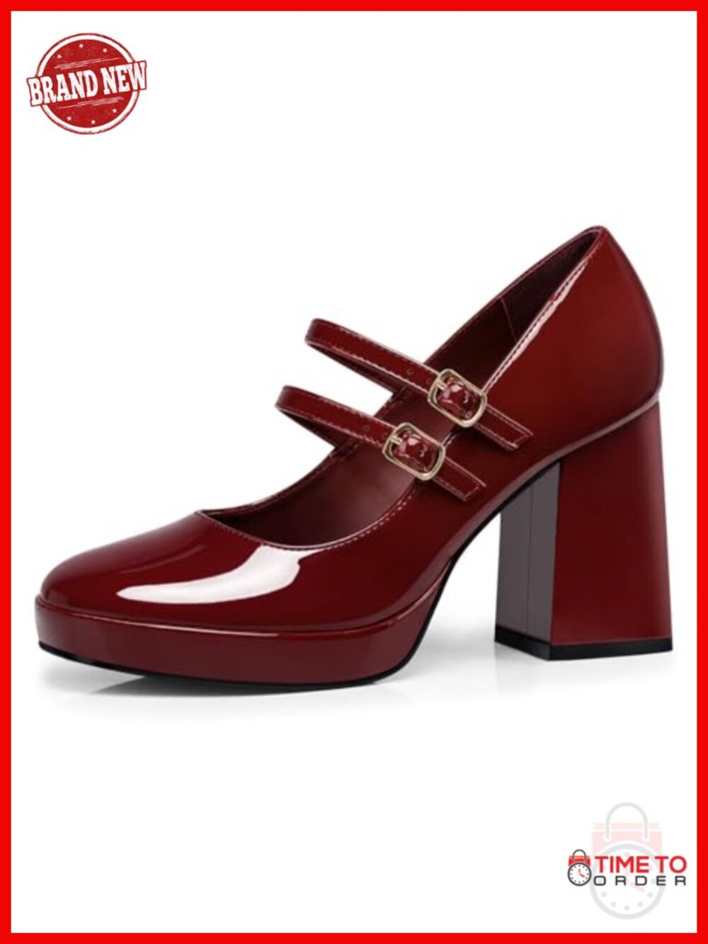 Women's Mary Jane Chunky Heel Pumps Faux Leather Comfortable Dress Shoes
